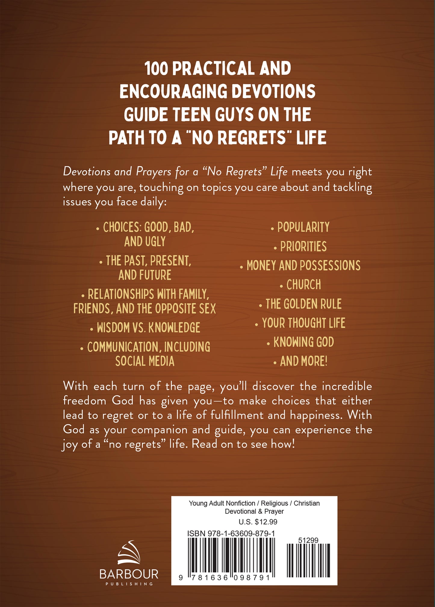 Devotions and Prayers for a "No Regrets" Life (teen boys) - The Christian Gift Company