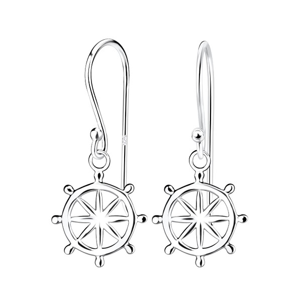 Sterling Silver Ship Wheel Earrings - The Christian Gift Company
