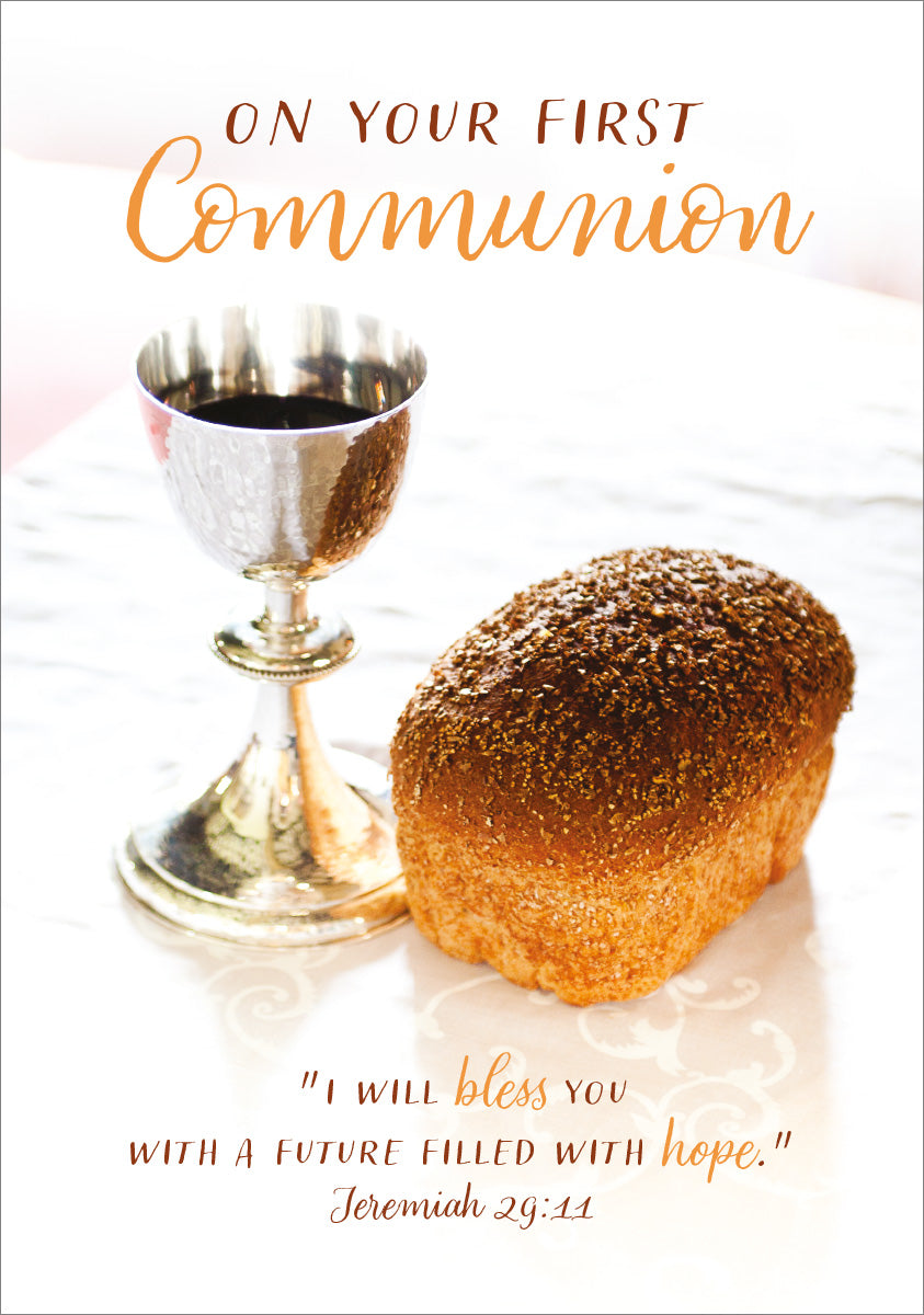 First Communion Card - Chalice and Bread - The Christian Gift Company