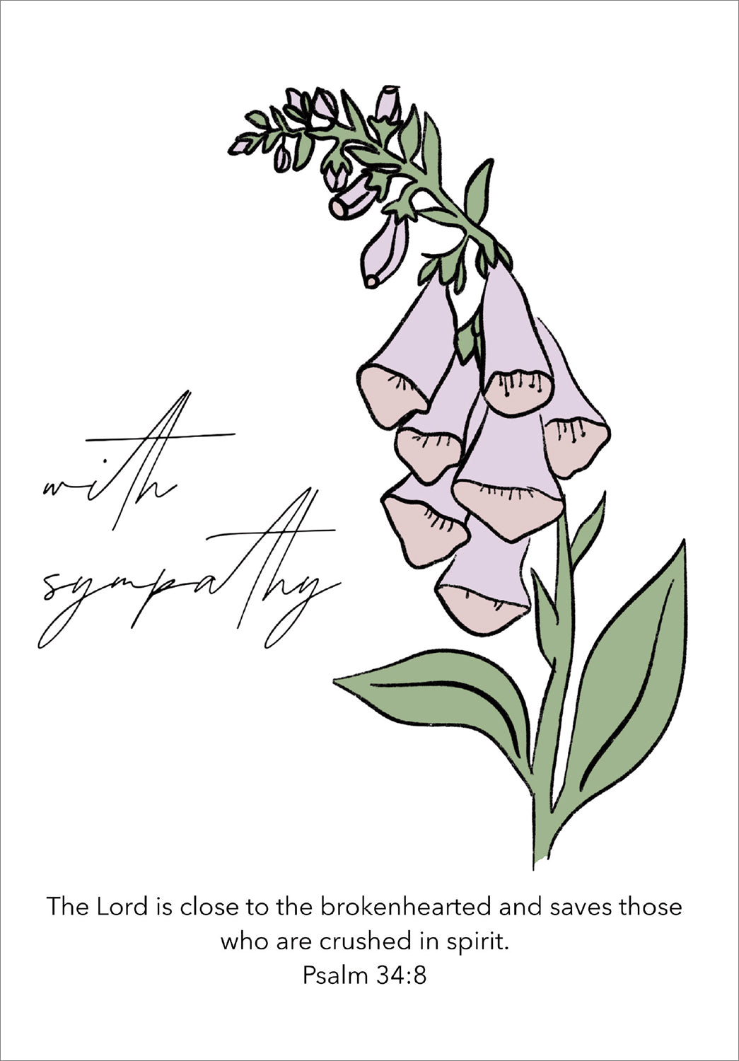 With Sympathy Card - Foxgloves - The Christian Gift Company
