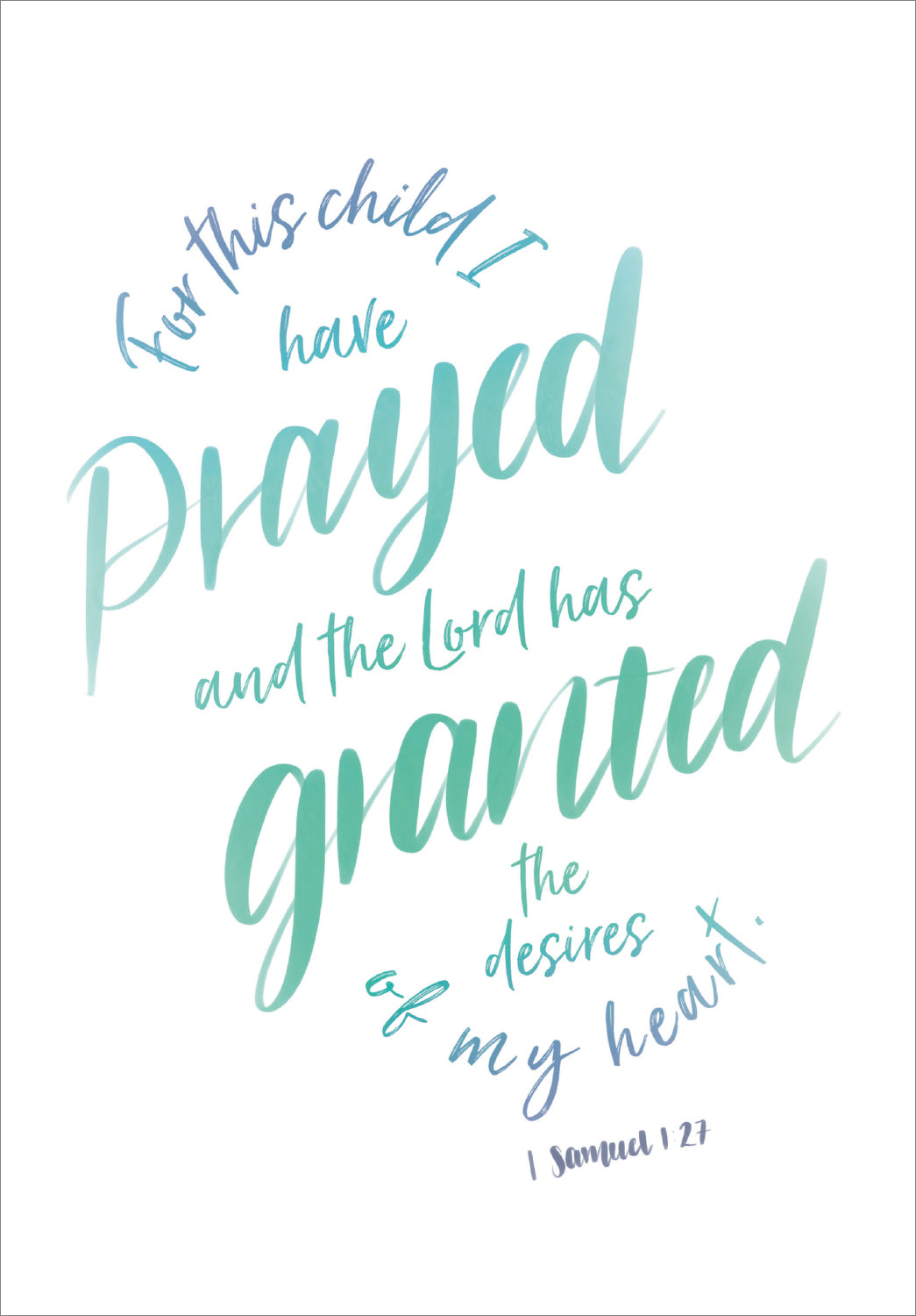 New Baby Boy Card - For This Child I Prayed - The Christian Gift Company