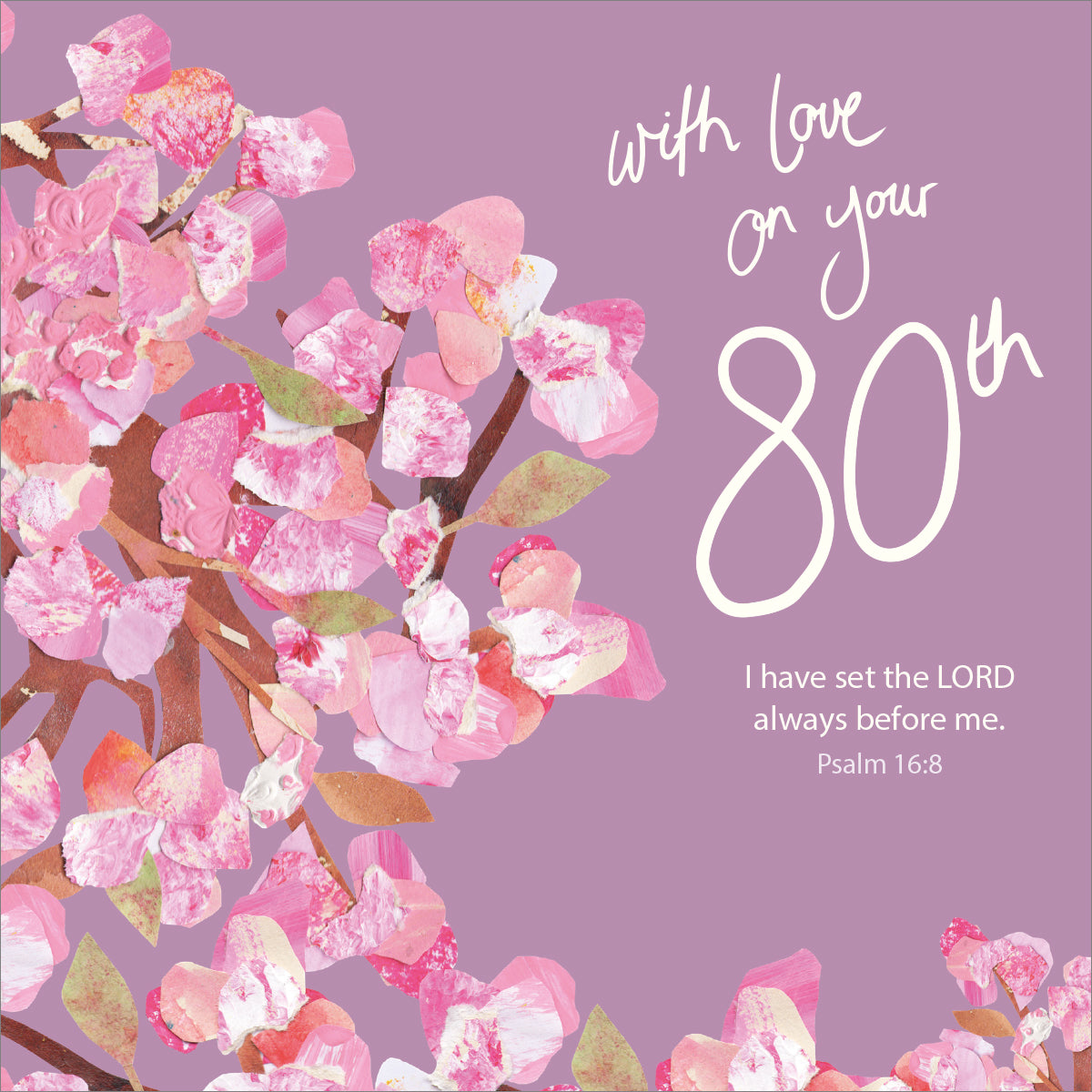80th Birthday Card - Cherry Blossom - The Christian Gift Company