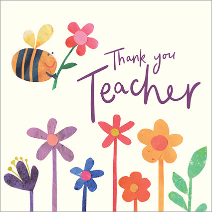 Thank You Teacher Card - Bee/Flowers - The Christian Gift Company