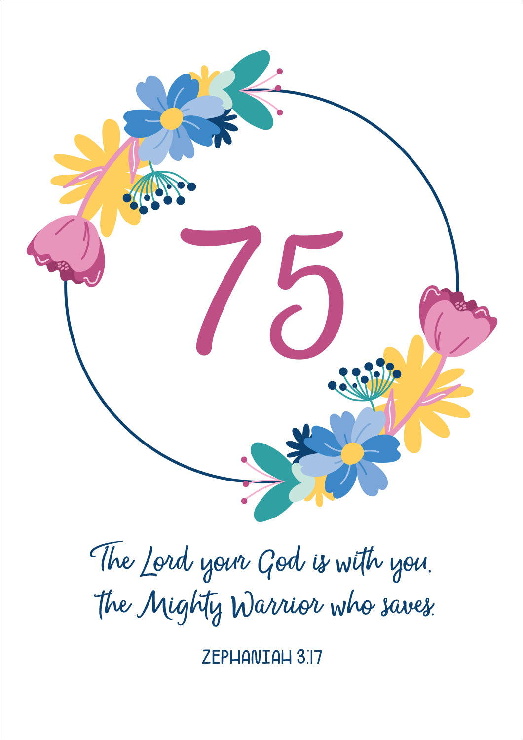 75th Birthday Card - The Lord your God is with You