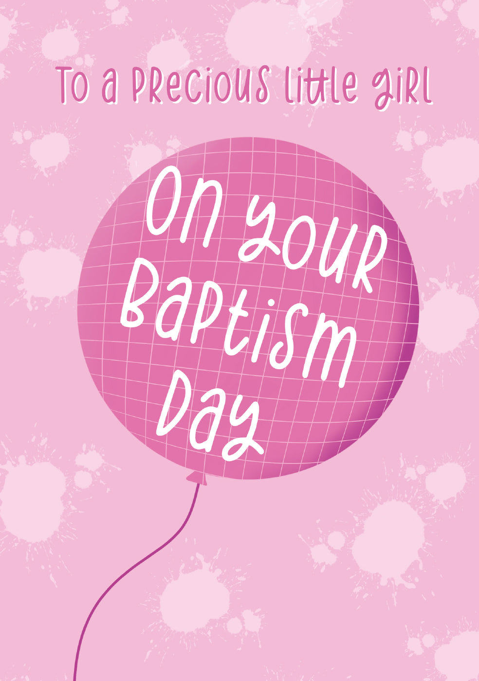 Baby Girl's Baptism Card - Pink Balloon