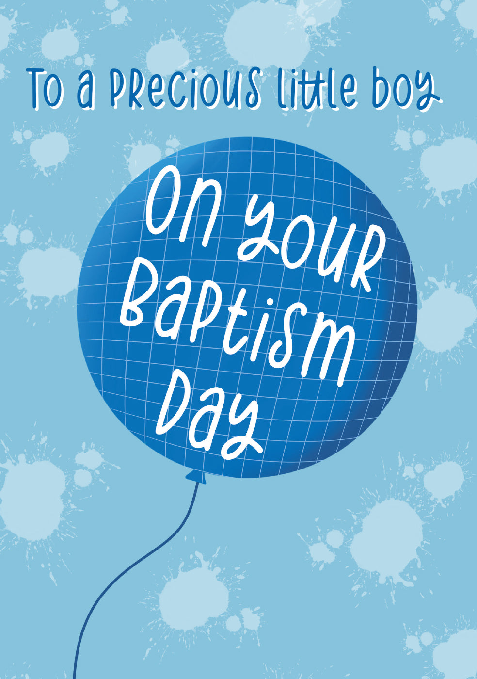 Baby Boy's Baptism Card - Blue Balloon