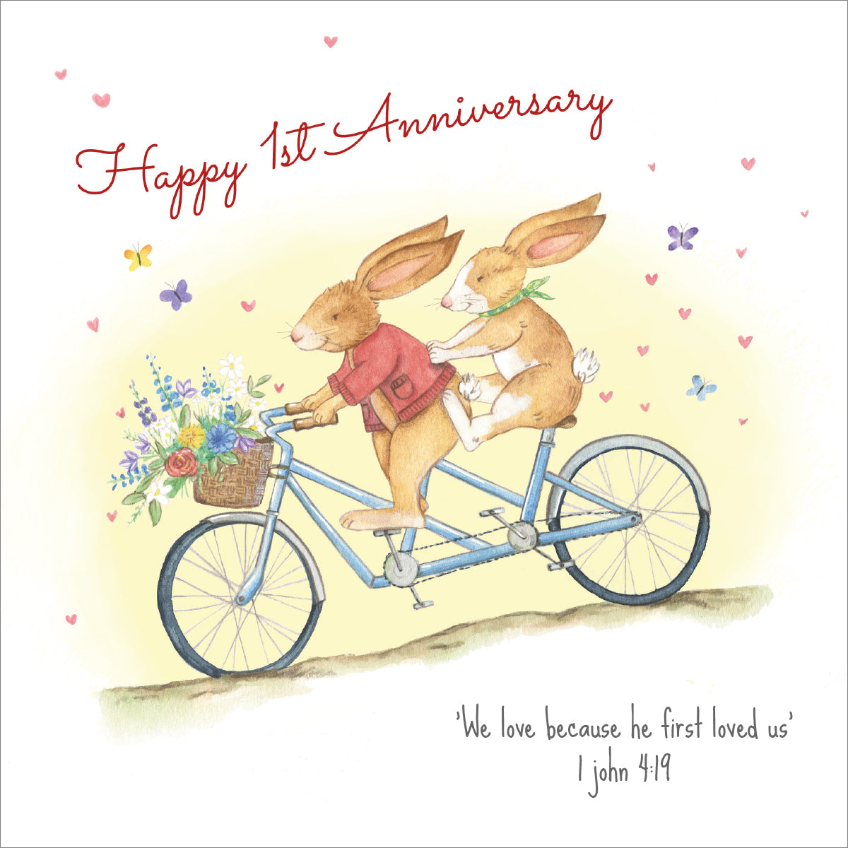 First Wedding Aniversary Card - Rabbits on Bike