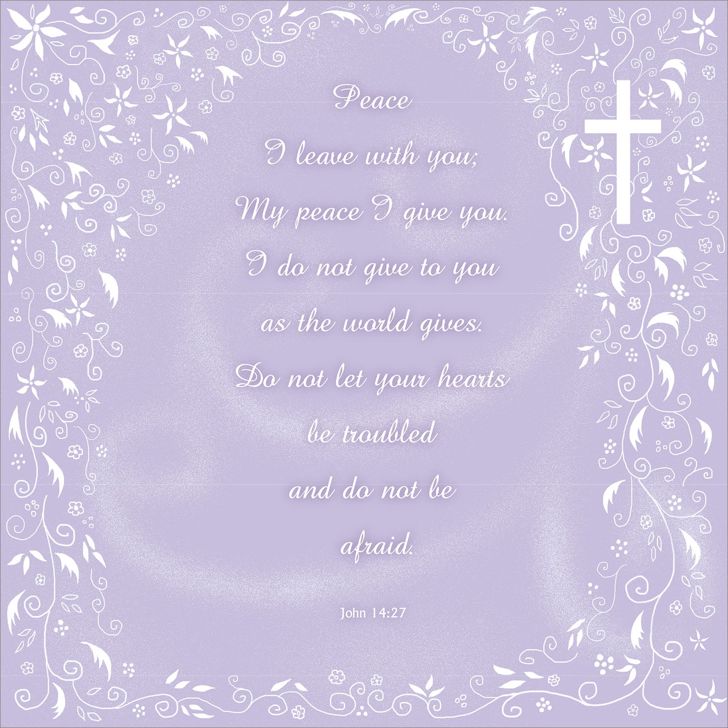 Square Wall Plaque - White Cross: John 14:27 - The Christian Gift Company
