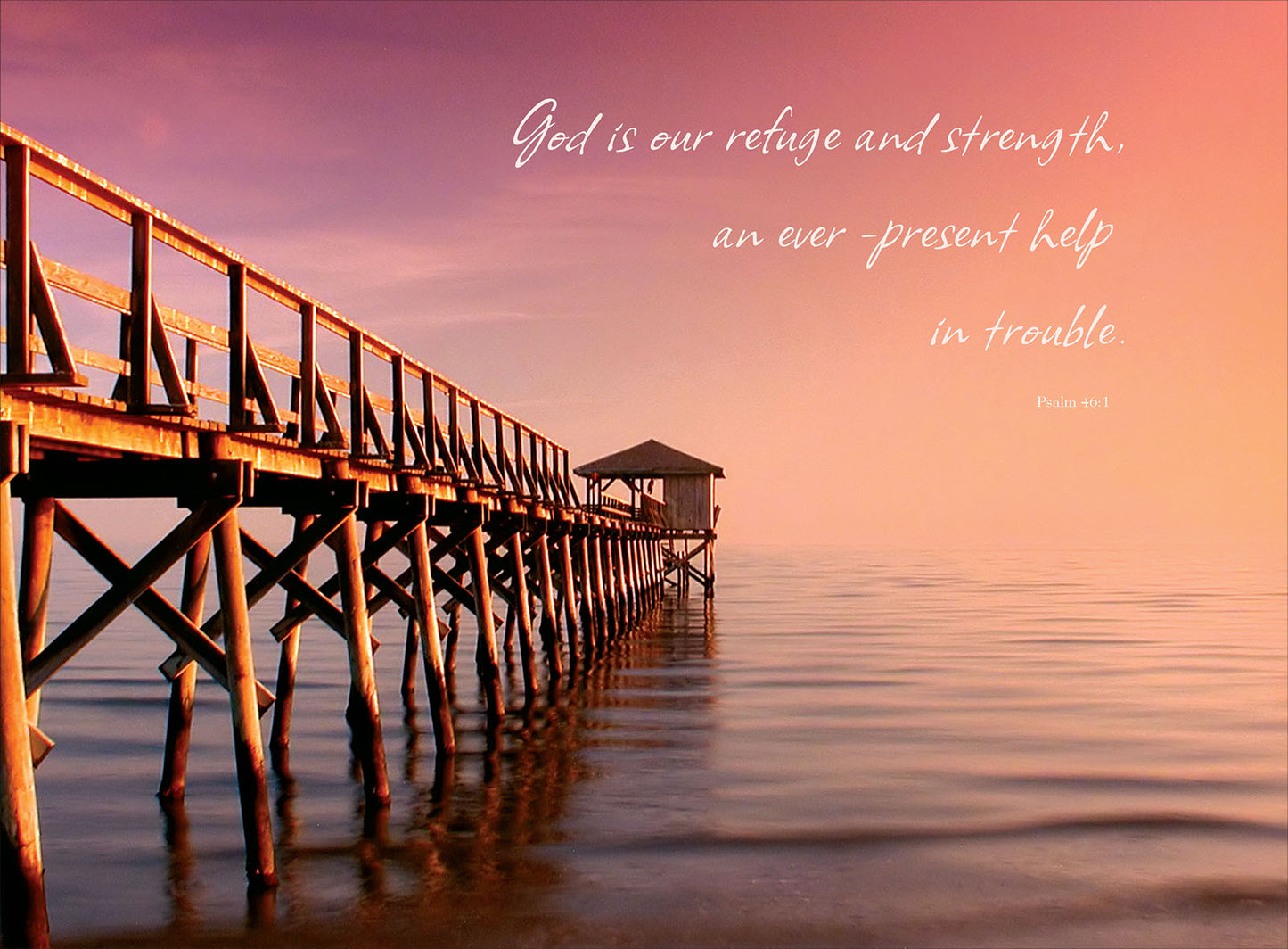 Wall Plaque - Pier at Sunrise: Psalm 46:1 - The Christian Gift Company