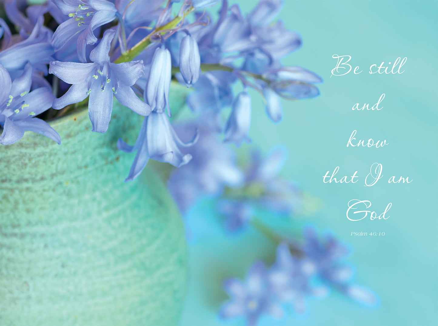 Wall Plaque - Bluebells in Vase: Psalm 46:10 - The Christian Gift Company