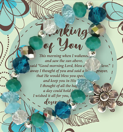 Glass Bracelet/Thinking of You/Motif/On card - The Christian Gift Company