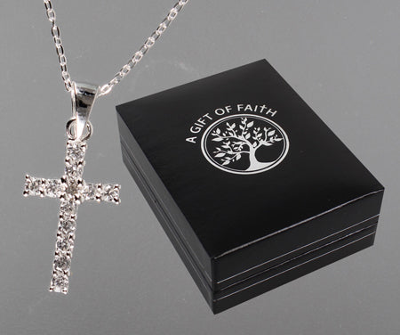 Sterling Silver Necklet/Cross with Stones - The Christian Gift Company