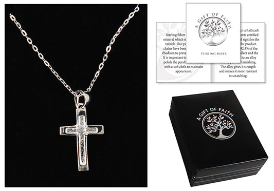 Sterling Silver Necklet/Cross With Stone - The Christian Gift Company