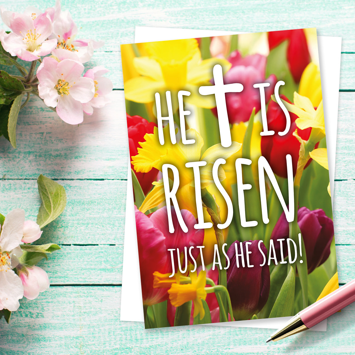 Compassion Charity Easter Cards - Tulips/He Is Risen (pack of 5) - The Christian Gift Company