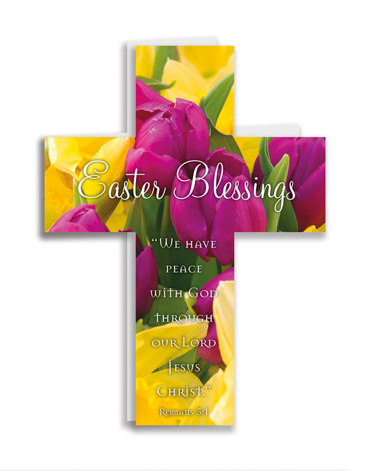 Easter Mini Crosses - Tulips/Romans 5:1 (pack of 4) - The Christian Gift Company