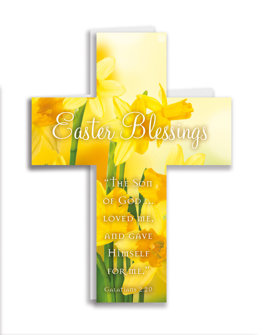 Easter Mini Crosses - Daffodils/Galatians 2:20 (pack of 4) - The Christian Gift Company