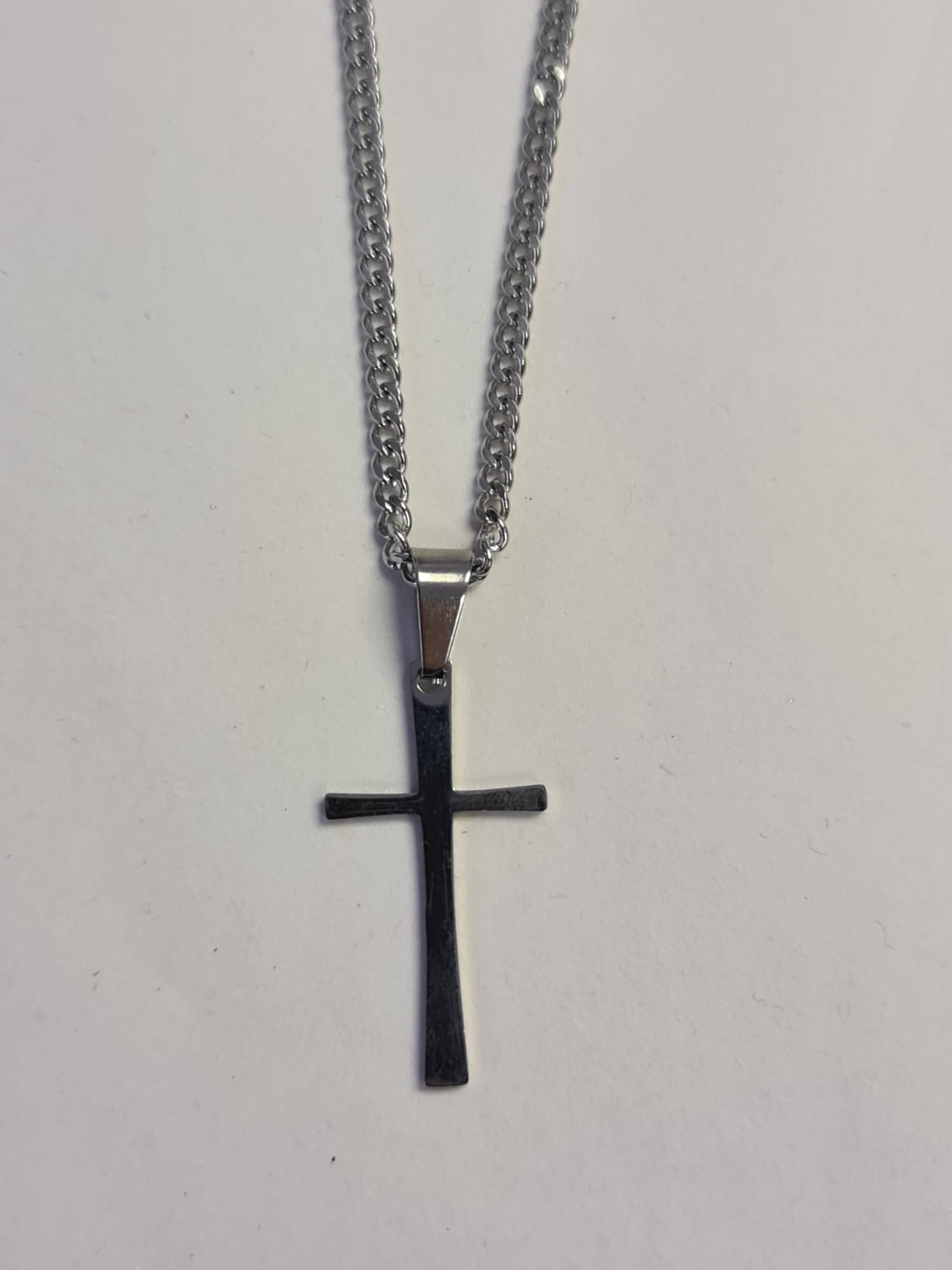 Slim Plain Cross Stainless Steel (18") - The Christian Gift Company