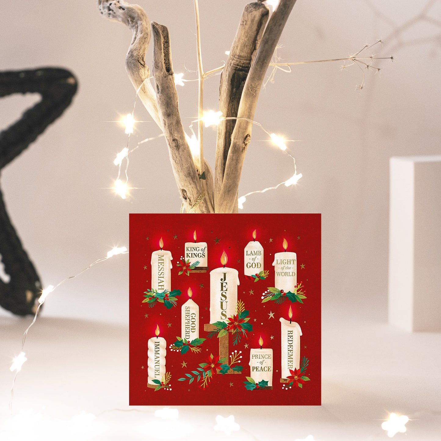 Compassion Christmas Card: Names/Candles (pack of 10) - The Christian Gift Company