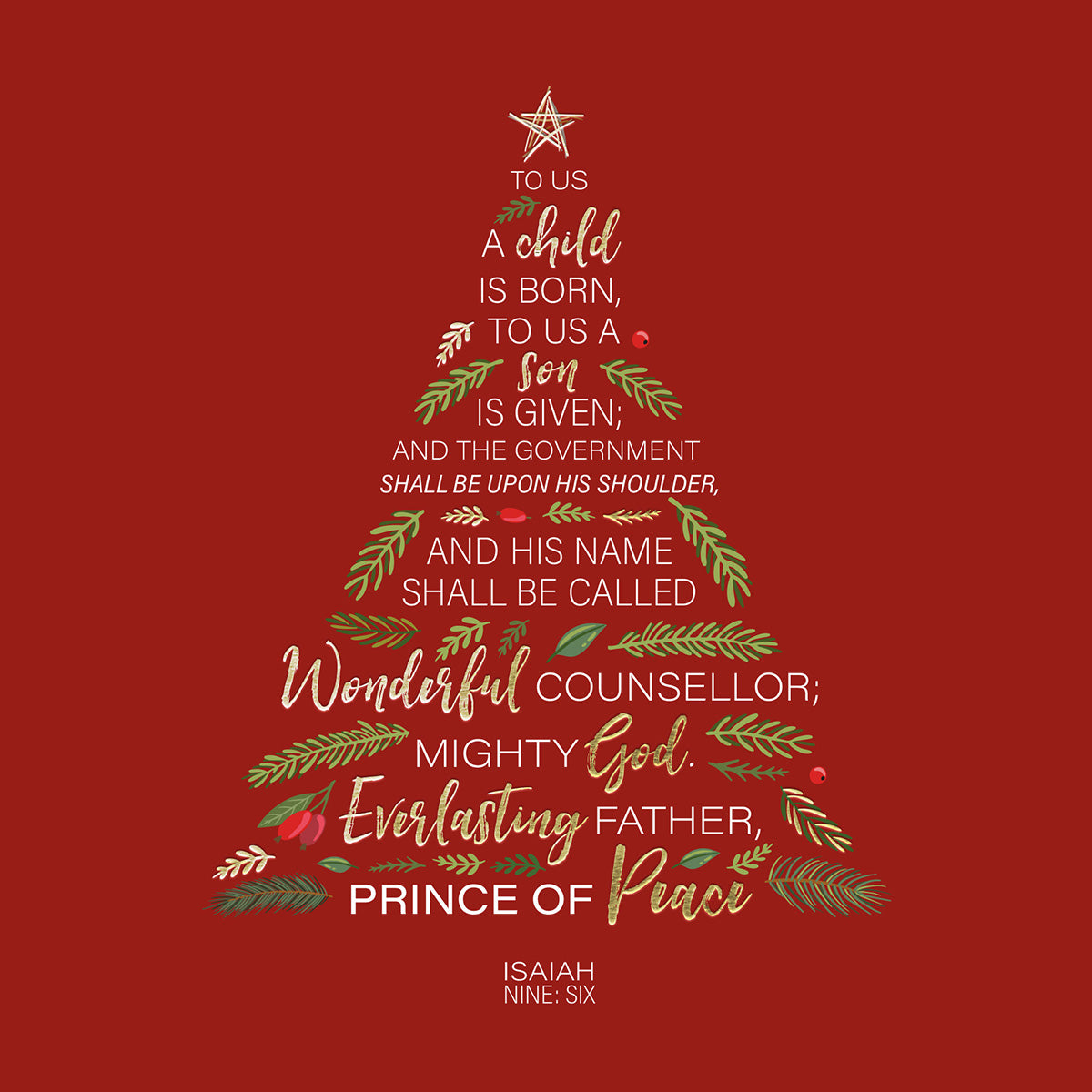 Compassion Christmas Card: Isaiah 9:6/Tree (pack of 10) - The Christian Gift Company