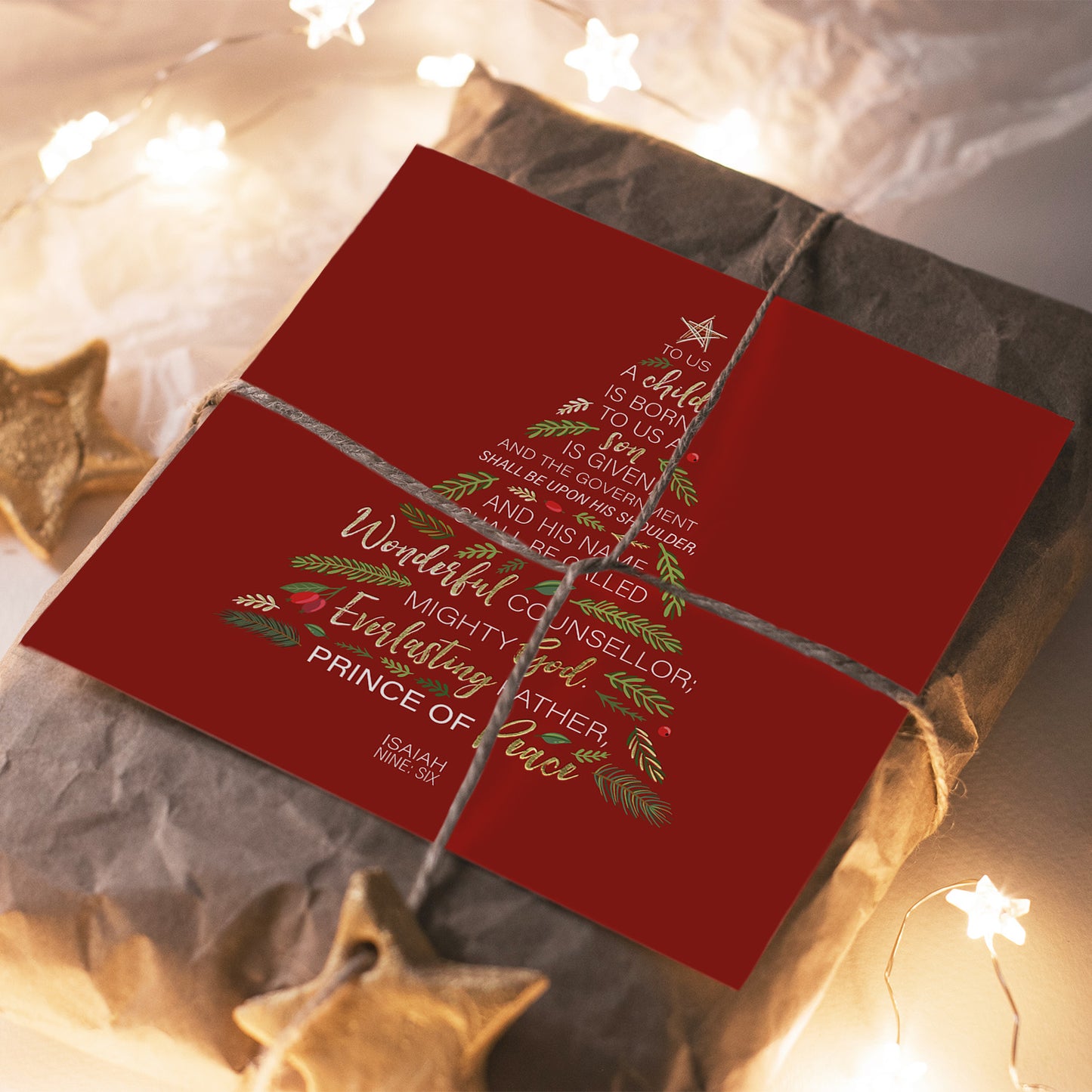 Compassion Christmas Card: Isaiah 9:6/Tree (pack of 10) - The Christian Gift Company