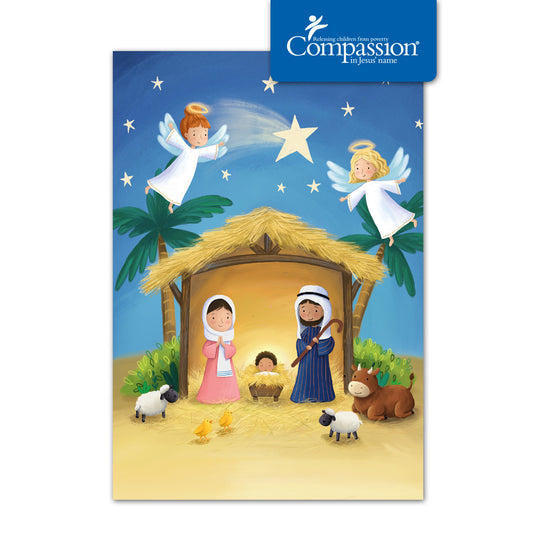 Compassion Christmas Card: Cute Nativity (pack of 10) - The Christian Gift Company