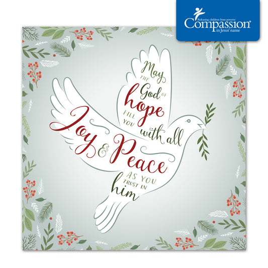 Compassion Christmas Card: Joy And Peace Dove (pack of 10) - The Christian Gift Company