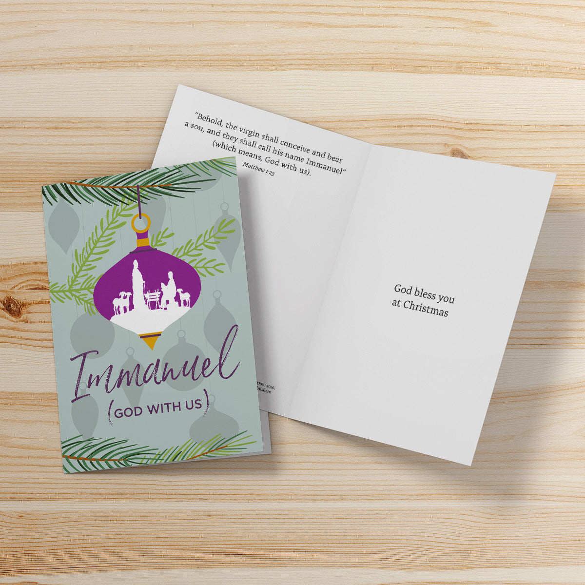 Compassion Christmas Card: Immanuel/Bauble (pack of 10) - The Christian Gift Company