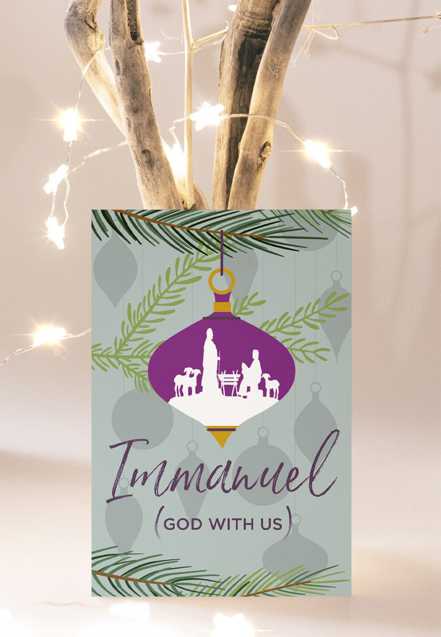 Compassion Christmas Card: Immanuel/Bauble (pack of 10) - The Christian Gift Company