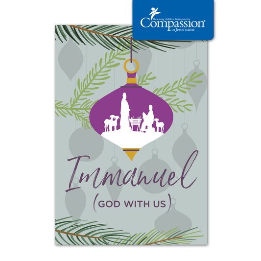 Compassion Christmas Card: Immanuel/Bauble (pack of 10) - The Christian Gift Company