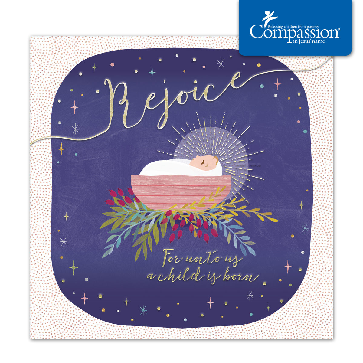 Compassion Christmas Card: Rejoice (pack of 10) - The Christian Gift Company