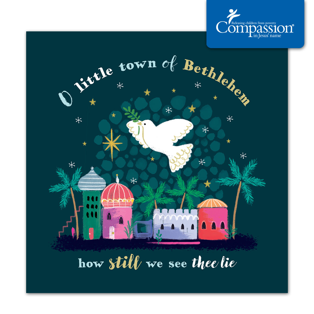 Compassion Christmas Card: Dove Over Bethlehem (pack of 10) - The Christian Gift Company