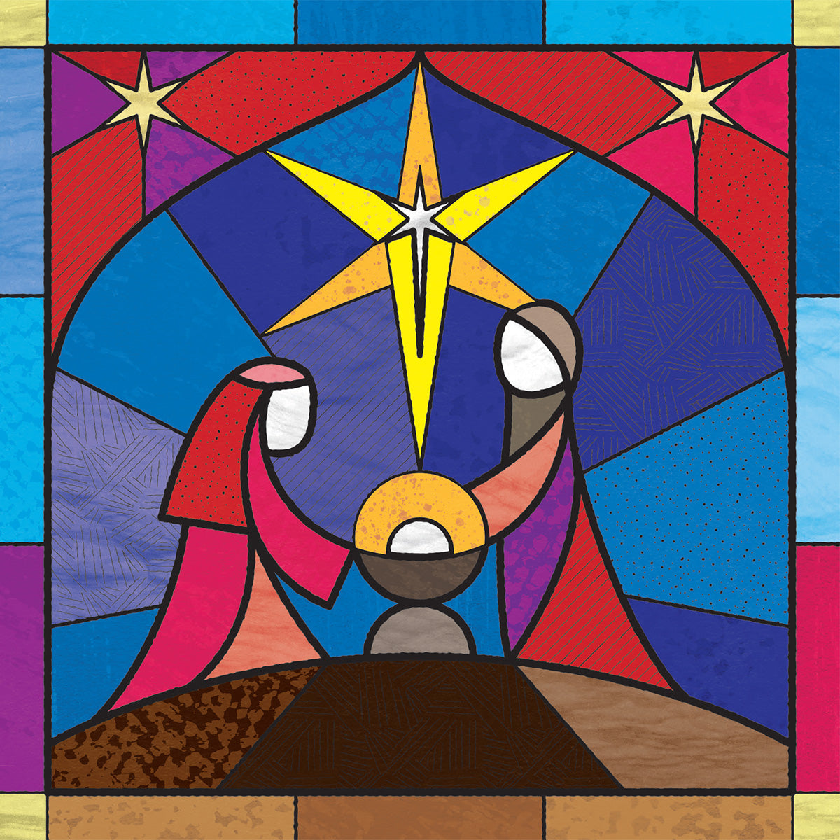 Compassion Christmas Card: Stained Glass (pack of 10) - The Christian Gift Company
