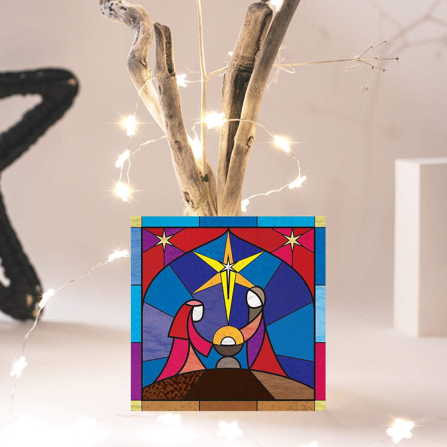 Compassion Christmas Card: Stained Glass (pack of 10) - The Christian Gift Company