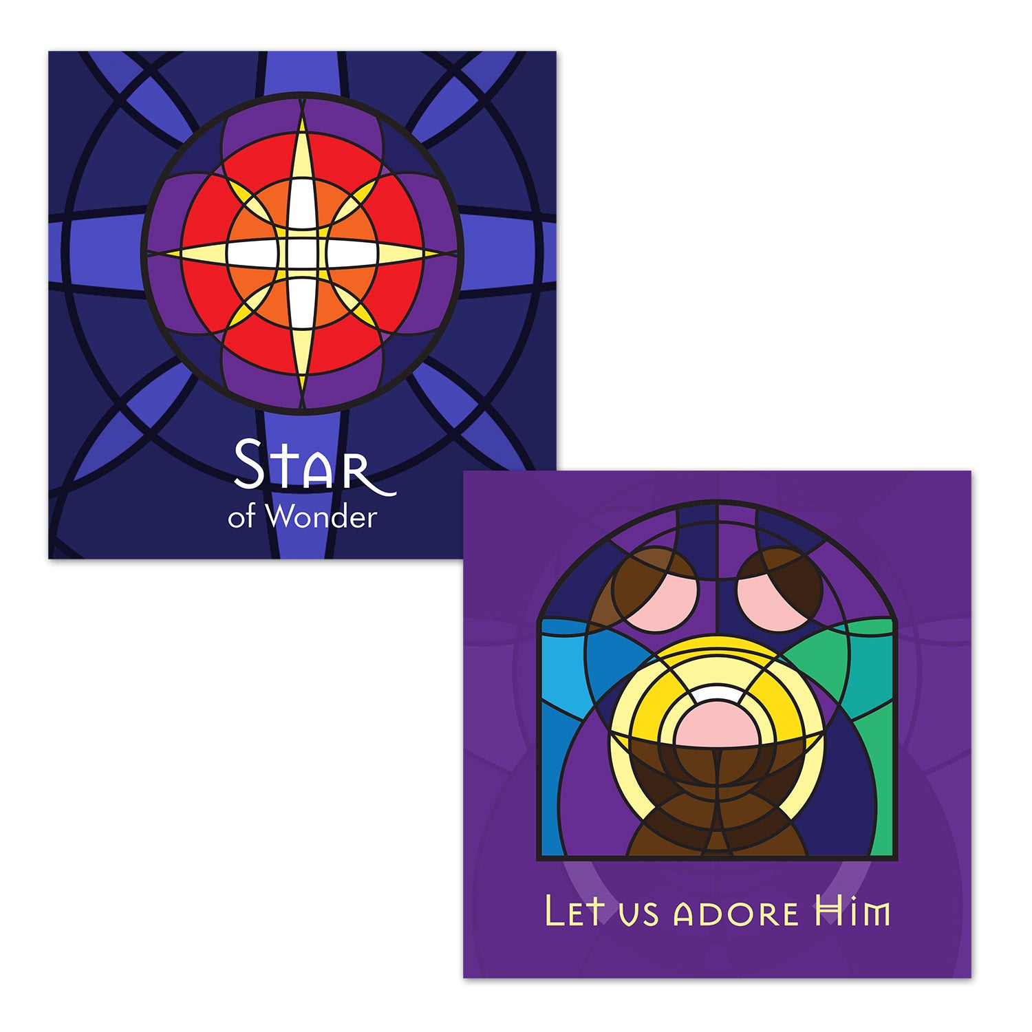 Christmas Card Box - Stained Glass (16 cards) - The Christian Gift Company