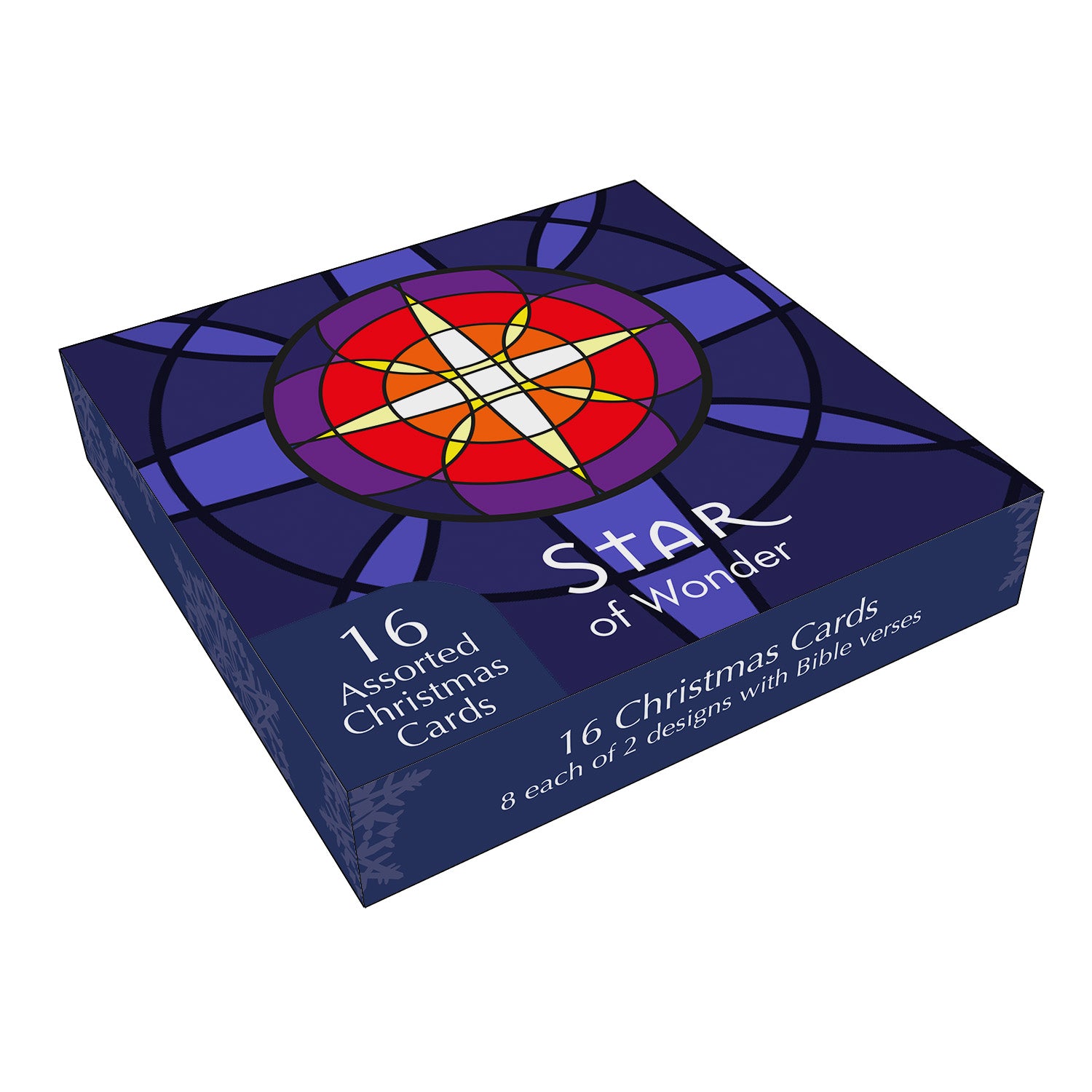 Christmas Card Box - Stained Glass (16 cards) - The Christian Gift Company