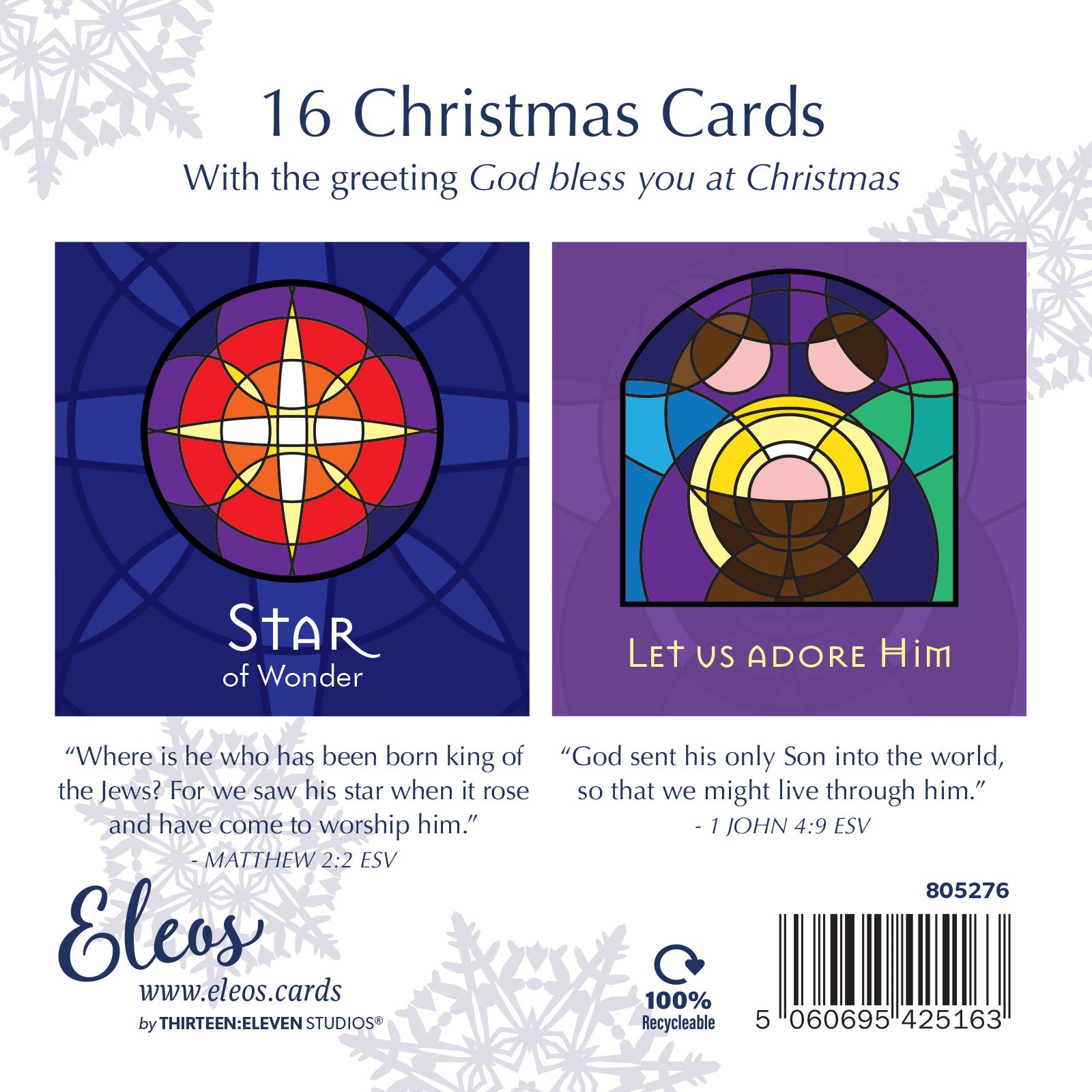 Christmas Card Box - Stained Glass (16 cards) - The Christian Gift Company