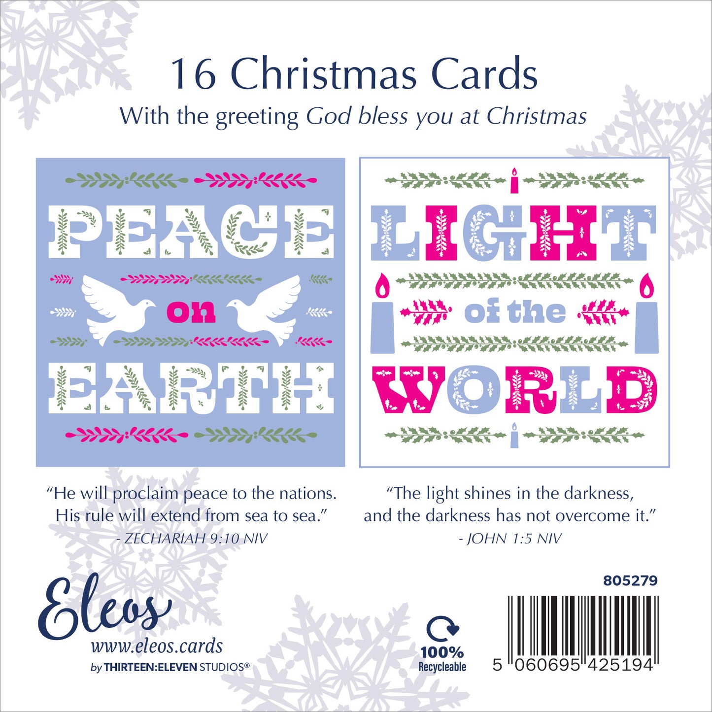 Christmas Card Box - Peace/Light (16 cards) - The Christian Gift Company