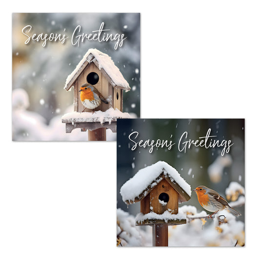 Christmas Card Box - Robin/Birdbox (16 cards) - The Christian Gift Company