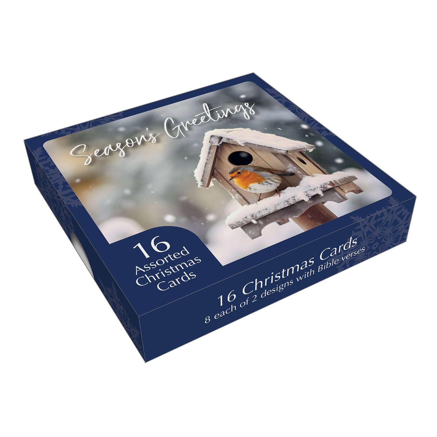 Christmas Card Box - Robin/Birdbox (16 cards) - The Christian Gift Company