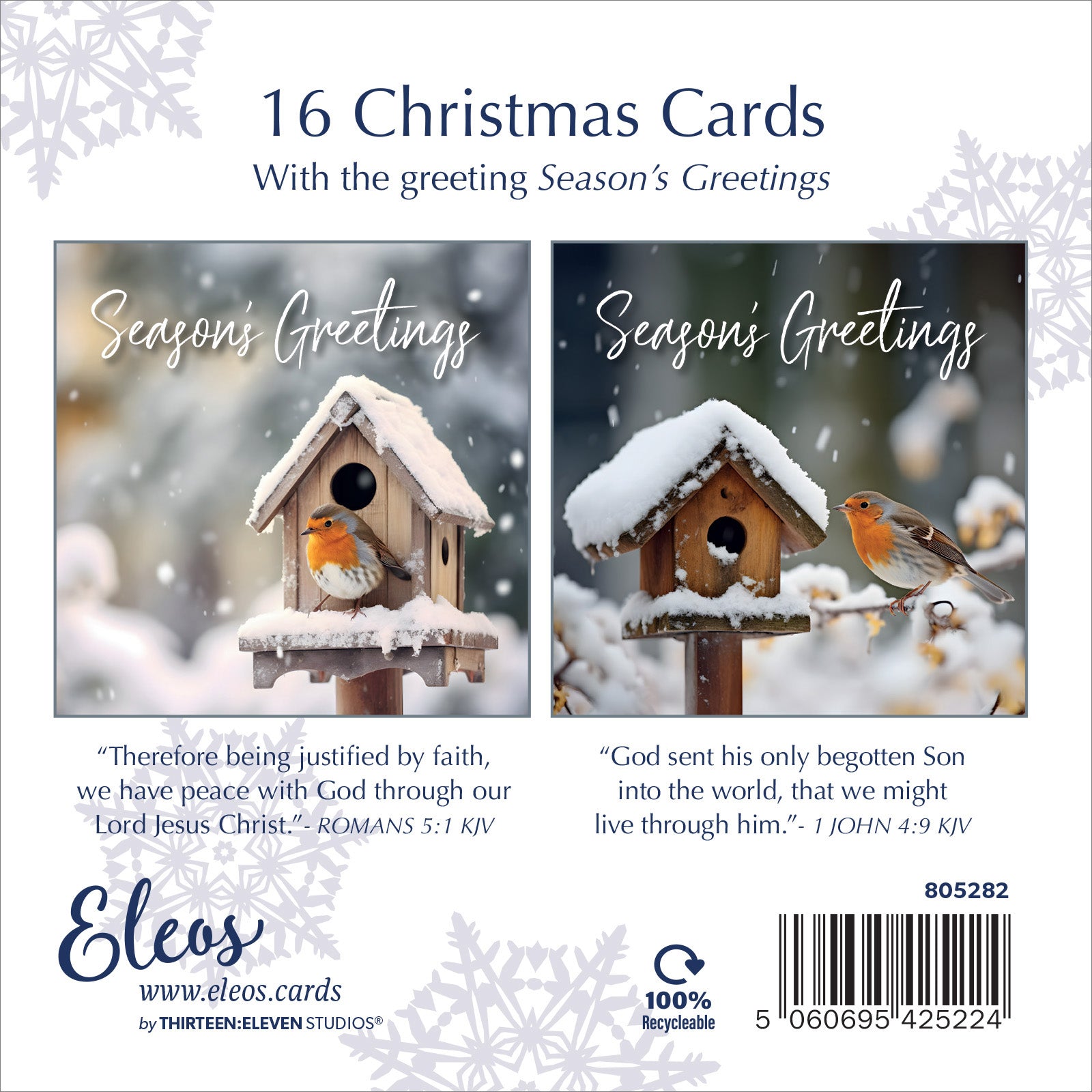 Christmas Card Box - Robin/Birdbox (16 cards) - The Christian Gift Company
