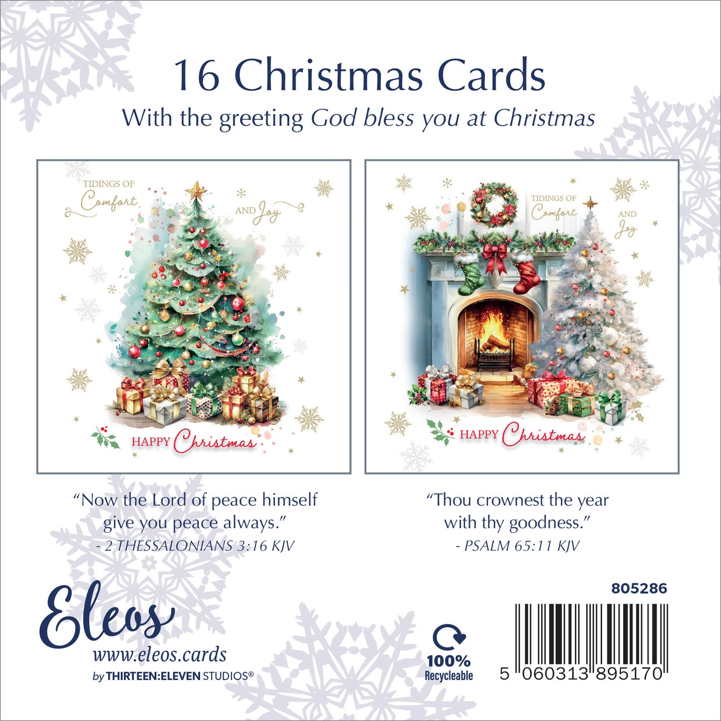 Christmas Card Box - Fireplace/Tree (16 cards) - The Christian Gift Company