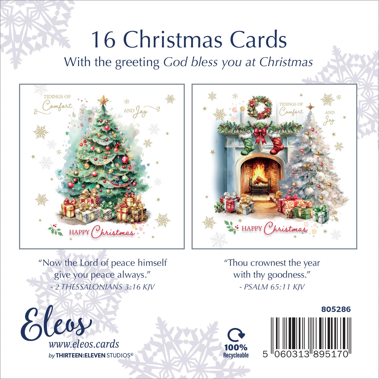 Christmas Card Box - Fireplace/Tree (16 cards) - The Christian Gift Company