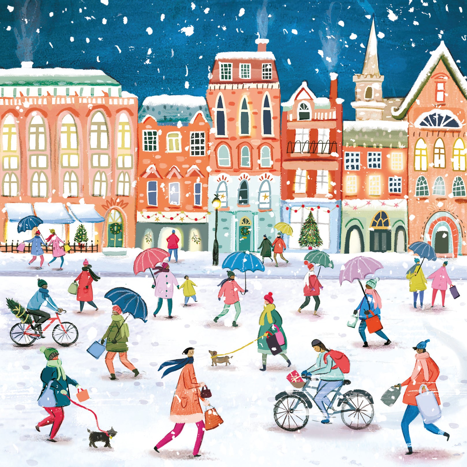 Marie Curie/BHF Christmas Card Town Snow Scene (pack of 4) The