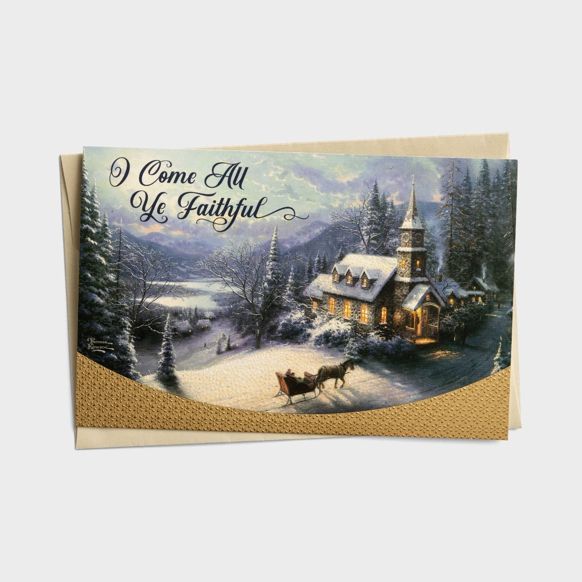 Thomas Kinkade Christmas Cards - O Come All Ye Faithful (18 cards) - The Christian Gift Company