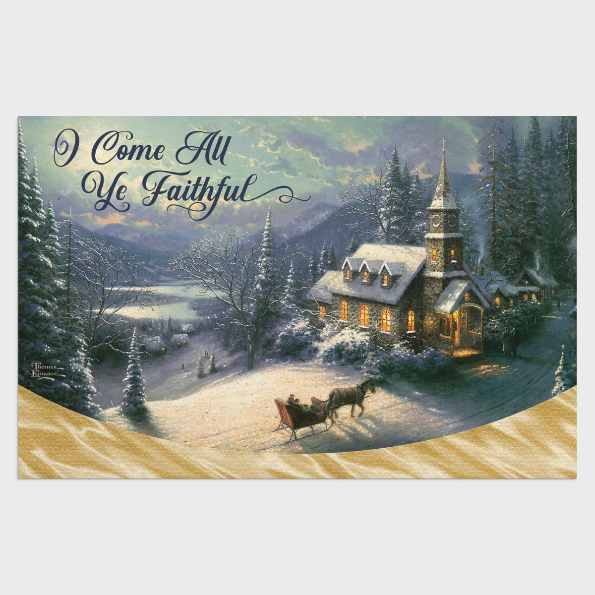 Thomas Kinkade Christmas Cards - O Come All Ye Faithful (18 cards) - The Christian Gift Company