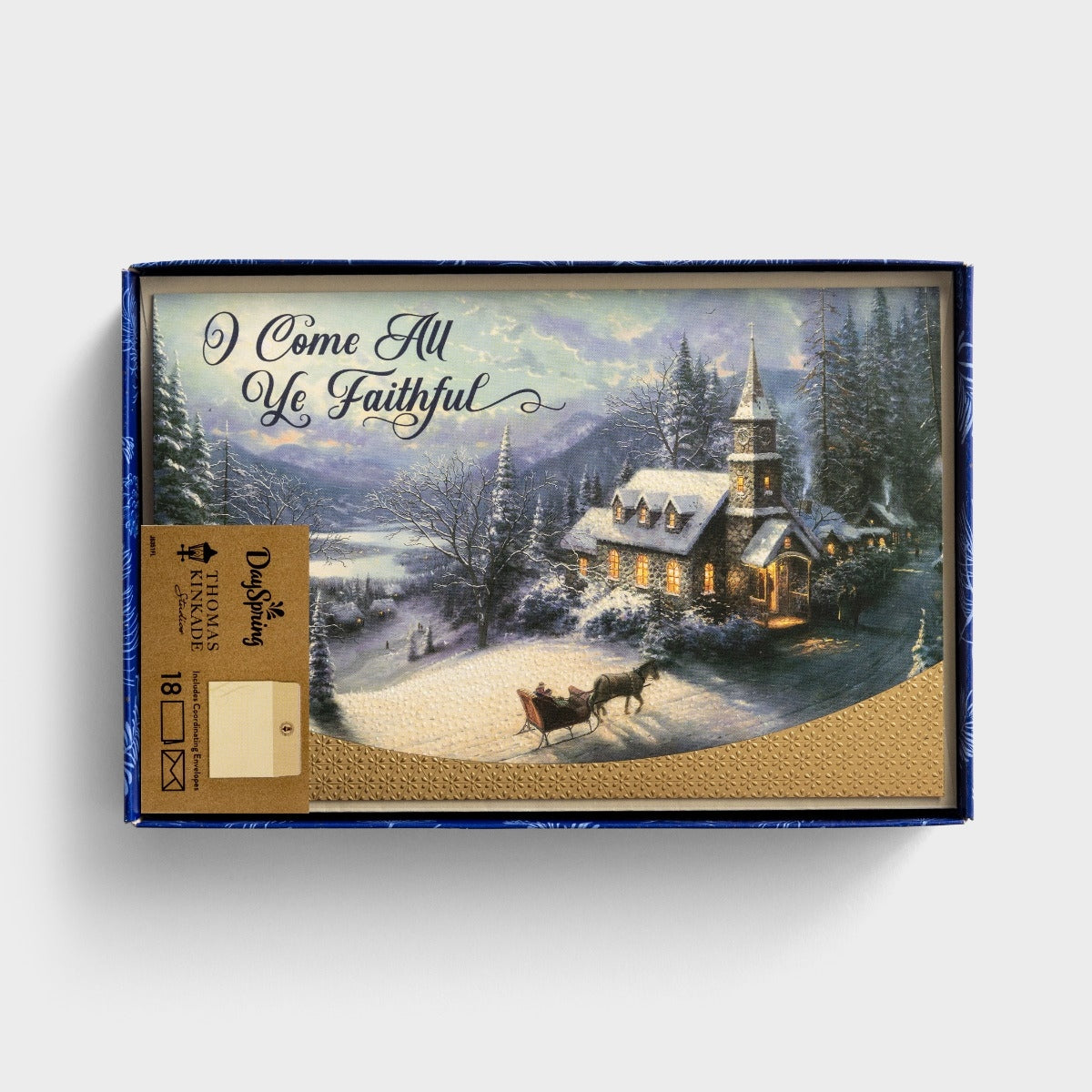 Thomas Kinkade Christmas Cards - O Come All Ye Faithful (18 cards) - The Christian Gift Company