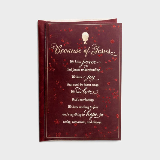 Premium Christmas Card Box - Because of Jesus (18 cards) - The Christian Gift Company