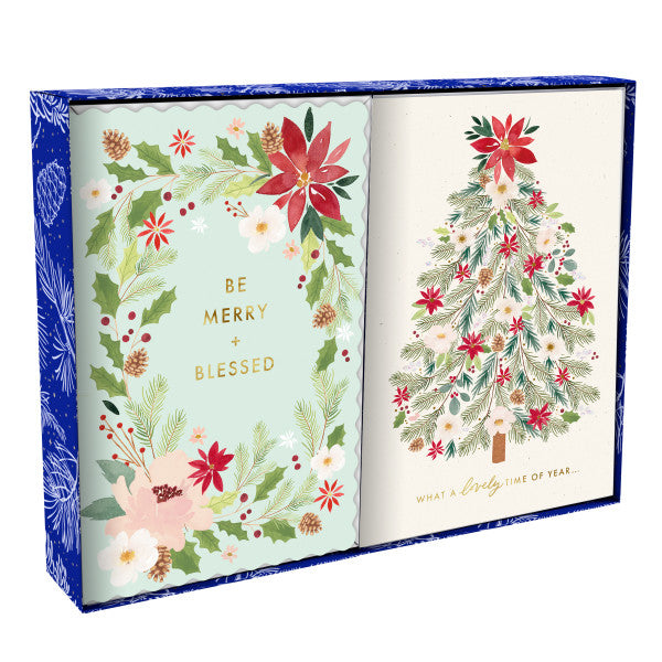 Christmas Card Dual Pack - Floral (18 cards) - The Christian Gift Company