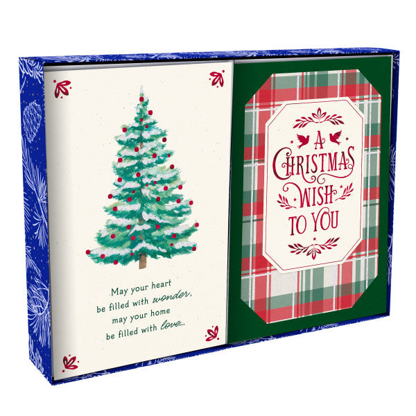 Christmas Card Dual Pack - Tartan and Tree (18 cards) - The Christian Gift Company