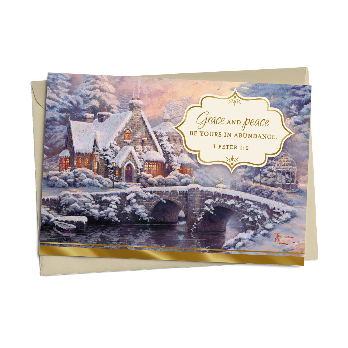Thomas Kinkade - Grace and Peace Be Yours - 18 Christmas Boxed Cards - The Christian Gift Company